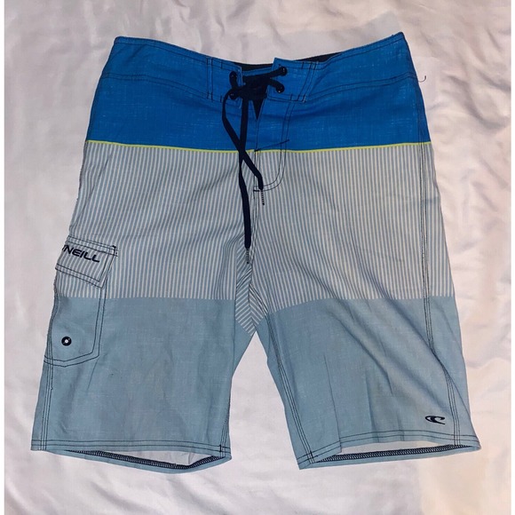 ONeill Board Shorts Swimwear Mens Swim Trunk Blue Striped Size 28x10 - Picture 9 of 9